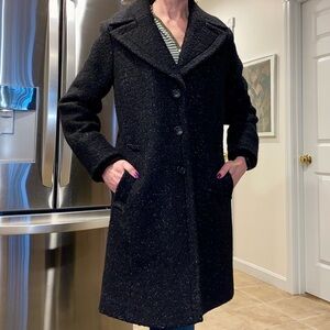 NWOT Vince Camuto Black Lined Winter Dress Coat Jacket Small Buttons Wool Blend